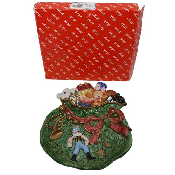 Vintage Fitz & Floyd Ceramic Serving Plate Christmas Holiday Cookie Snack Canape - Picture 3 of 8